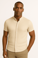 Men’s Athletic Fit Stretch Shirt – Short Sleeve, Tapered Performance Cotton