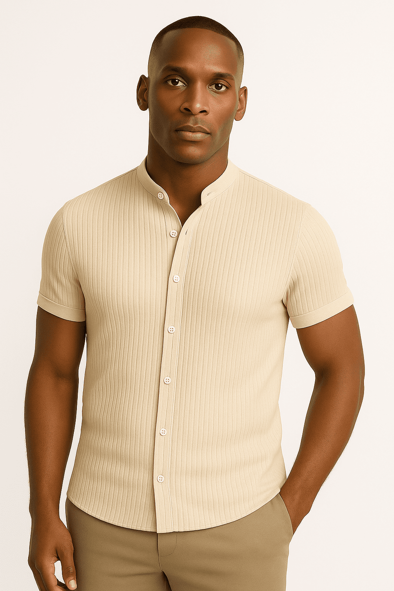 Men’s Athletic Fit Stretch Shirt – Short Sleeve, Tapered Performance Cotton
