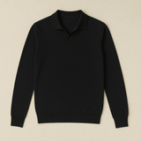 Men’s Toscana Knitted Long Sleeve Polo – Refined V-Neck Sweater Style with Classic Collar